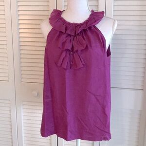 J. Crew Silk Blend Ruffle Bib Tank Top Women’s Deep Magenta Shirt Size Medium